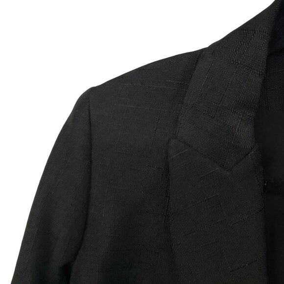 Tuckernuck Diana Black Textured Tweed Double Breasted Blazer Gold Buttons - Picture 7 of 11